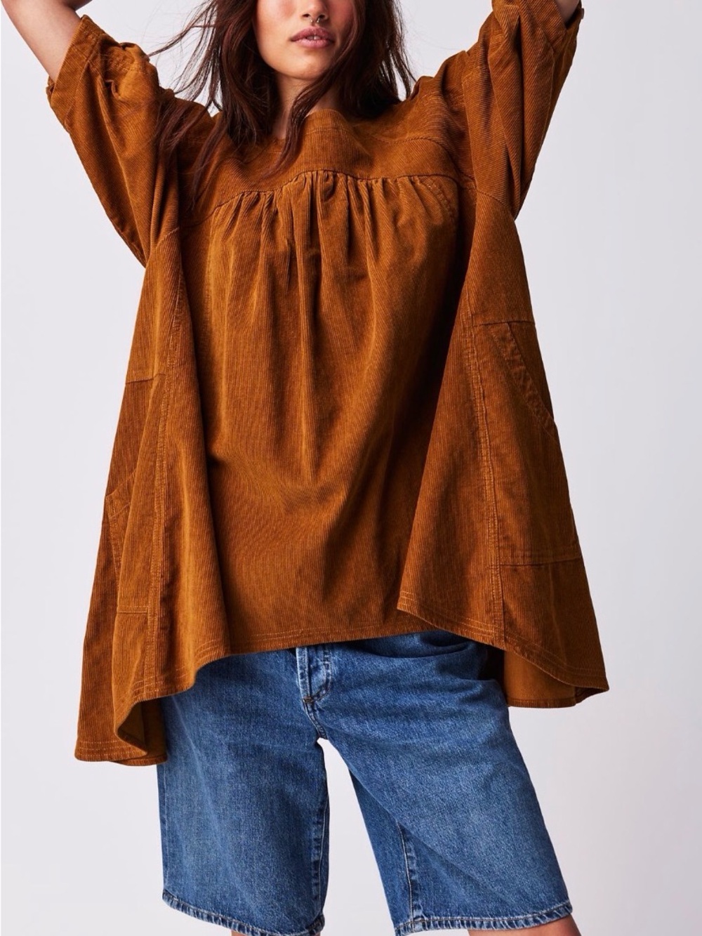 Free People Memories Of You corduroy tunic top XS